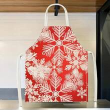 1 pièce Tablier à motif flocon de neige, tablier de nettoyage de maison imprimé créatif et amusant, tablier de cuisine imperméable et facile à nettoyer, tablier de maison créatif, uniforme de travail