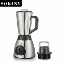 SOKANY 03012 家用多功能攪拌機，集果汁機、碎冰機、食物烹飪機、研磨機、攪拌機、蔬菜攪拌機於一身，3段速度調節，附研磨杯，2合1設計，1.5L大容量，不鏽鋼面板與刀片，適用於家庭使用 - 英規插(220-240V) - 查看 8