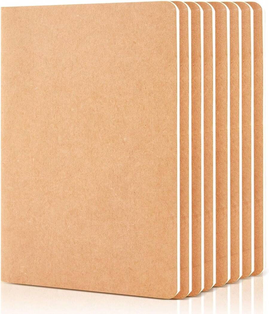 Feela Paquete de 8 cuadernos de papel kraft sin forro, bloc de notas en blanco para dibujo y escritura, pequeño cuaderno de bocetos de viaje a granel para mujeres, niños, estudiantes, suministros - 1 - Ver 1