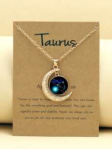 1pc-12pcs Retro Luminous Moon 12 Zodiac Signs Pendant Necklaces, Party Birthday Gifts & Daily Wear