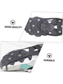 2双/4双防滑冰爪，耐用冰雪抓地力鞋/靴，带8个钢钉冰爪 - 黑色 - 查看 9