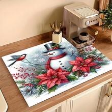 1 buc., Crăciun Fericit, Model Decorativ cu Temă de Flori și Om de Zăpadă, Covor Izolator pentru Mașină de Cafea, Covor Practic pentru Mașina de Spălat, Rafinat și Frumos Acasă, Ușor de Uscat și Șters. - Multicolor - Vizualizare 15