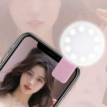 便携式迷你Q型手机自拍环形补光灯，可充电补光夹灯，适用于自拍、直播、美颜