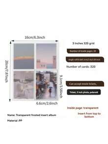 3/4/5/6/7 Inch Frosted Transparent Snap Button Photo Album, 80/160/200 Card Slots, Suitable For Storing Photos And Postcards - White - View 33