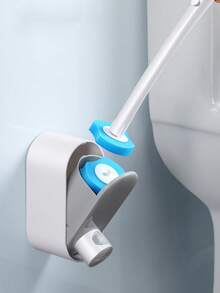 Disposable Toilet Brush Set, Long Handle Toilet Cleaning Brush With Replaceable Brush Head, No Drilling Required For Use - Multicolor - View 2