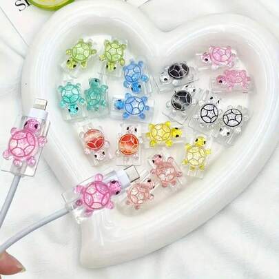 2pcs High Quality Shiny Turtle Cable Protectors, Anti-Bite Cord Savers - Protect Charging Heads, Earphone Cables, Phone Cords From Breaking, Extend Data Cable Lifespan, Compatible With IPhone 20W Fast Charging Cables, Colorful Design, Cute Turtle Decor, Vivid Protective Case, Small Tool Accessory, Fun Little Item, Long-Lasting Material, Enjoyable Tool Protector, Essential For Tool Enthusiasts