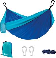 Bluelander Haa Portátil para Acampar de Adultos, Haa de Camping, Fabric de Tela Nailon con Correas para árboles, Excelente para Acampar al Aire Libre en Jardines y Viajes (Azul\/Morado) - negro - Ver 1