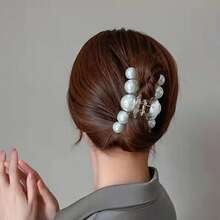 1pc/4pcs Women Faux Pearl Plastic Hair Claw Clips, Small/Medium/Large Sizes, Elegant Hair Claw Hairpin, Suitable For Different Hair Volumes, Daily, Commute, Outdoor, Casual Use, Fashion Gift Fall Winter Hair Clip Hair Accessories For Women For Vacation Outfits Woman Autumn Hair Clutch