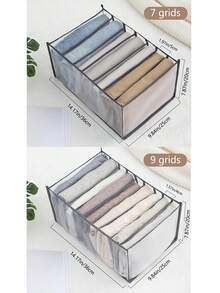 1pc Transparent 7/9-Grid Fabric Drawer Organizer With Handle – Washable Nylon Storage Box For Jeans, T-Shirts, And Clothes – Foldable Closet Divider For Efficient Wardrobe Organization, Foldable Organizer | Transparent Design | Lightweight Organizer, Clothes Organizer Storage - Grey - View 5