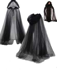1pc White Black Bride Shawl Witch Vampire Cosplay Yarn Cloak Halloween Double Cloak Game Horror Party Costume Props Carnival Costume
