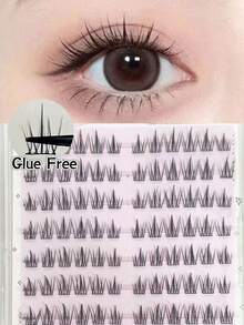 120 件黑色向日葵无胶假睫毛，透明自然分段自粘 C 型卷睫毛 - C - 查看 2