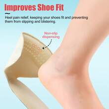 Heel Pads For Big & Loose Shoes, Pain Relief, Stop Slip And Blister, Large Grips Cushion Inserts To Make Men & Women Shoes Smaller Tighter (4 Pairs) 2 Apricot 2 Black