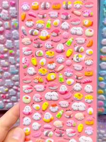 可爱卡通动物泡沫贴纸,文具,笔记本贴纸,笔记本衬纸,贴纸笔记本,不干胶贴纸 - 彩色 - 查看 7