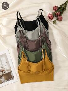 5件套女士透气工字背无钢圈运动胸罩 - 彩色 - 查看 1