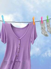 12/24/48件彩色塑料衣夹，洗衣用重型衣夹，晾衣绳夹，户外用小型彩色夹子，晾衣绳照片夹，食品包装夹 - 彩色 - 查看 8