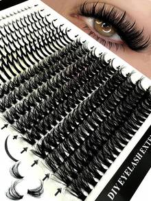 16 Rows Spiky Lash Clusters, Fluffy & Thick Lower Lashes, 320pcs, Cartoon Style Natural Spiky Cluster False Eyelashes, Fairy Cluster Fake Lashes, Delicate Cartoon Lashes, C/D Curl, 60D Mink Hair Individual Lash Extensions, Full Coverage, DIY Lash Extension At Home - Black - View 6