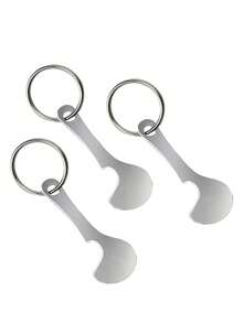 1pc Convenient Stainless Steel Shopping Cart Token Key Ring For Supermarket Trolleys