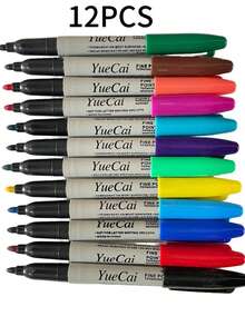 Marcadores Permanentes Pretos - Ponta Grossa, Tinta de Secagem Rápida Sem Sangramento, Linha Larga - Para Arte, Escritório e Materiais Escolares