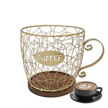 Large & Small Size Woven Wood & Iron Wire Art Coffee Basket, Kitchen Coffee Corner/Dining Table Decor