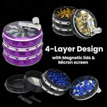 Molinillo de hierbas de 2.5 pulgadas, molino de especias, mortero y maja, triturador de sal, tabaco, vainilla, portátil de 4 secciones, manual, de aleación de zinc, para triturar hierba cruda, accesorio para fumar cigarrillos, regalo