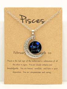 1pc-12pcs Retro Luminous Moon 12 Zodiac Signs Pendant Necklaces, Party Birthday Gifts & Daily Wear