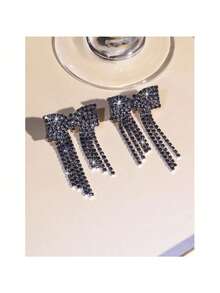 Glamorous Spring Pink Butterfly CZ Crystal Tassel Earrings Stud Dance Club Party Graduation Jewelry 1 Pair