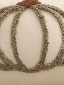 万圣节南瓜毛绒刺绣抱枕套，秋收感恩节装饰，适合室内派对、客厅、卧室、沙发，绿色