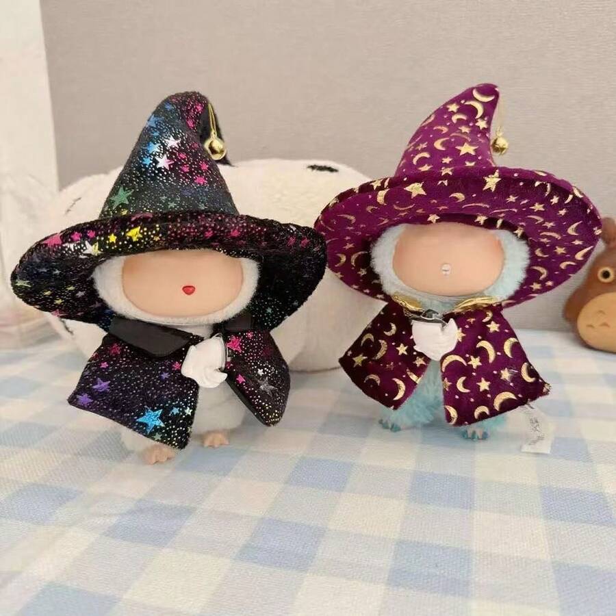 Baju Boneka Generasi Baru 1-2-3 Ukuran 15-17 cm, Jubah/Jubah Halloween Misterius dan Keren, Jubah Penyihir dengan Elemen Bintang dan Bulan, Personalisasi, Cocok untuk Pesta dan Pertemuan Boneka - MultiWarna - View 1