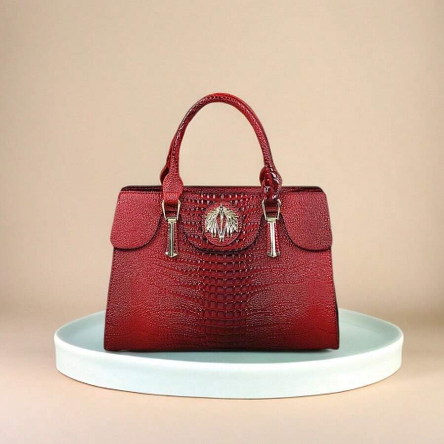 Bolso de mano con estampado de cocodrilo, bolso de hombro elegante de piel sintética con cremallera y correa ajustable para mujeres