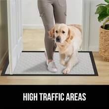 GORILLA GRIP 100% Impermeable Alfombra de Entrada WeatherMax para Todas las Estaciones, Diseñada en EE. UU., Caucho Natural, Resistente a Manchas y Desvanecimiento, Alfombras de Entrada de Bajo Perfil para Interior y Exterior, Fácil de Limpiar, 17x29 Diamante Gris - Celosía gris claro - Ver 7