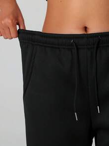 Women's Winter Warm Fleece Sport Pants, Outdoor Casual And Sport Tapered Pants, Suitable For Hiking, Camping, Jogging And Daily Casual Wear. Black - Black - View 6