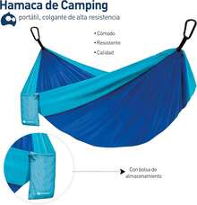 Bluelander Haa Portátil para Acampar de Adultos, Haa de Camping, Fabric de Tela Nailon con Correas para árboles, Excelente para Acampar al Aire Libre en Jardines y Viajes (Azul\/Morado) - negro - Ver 2