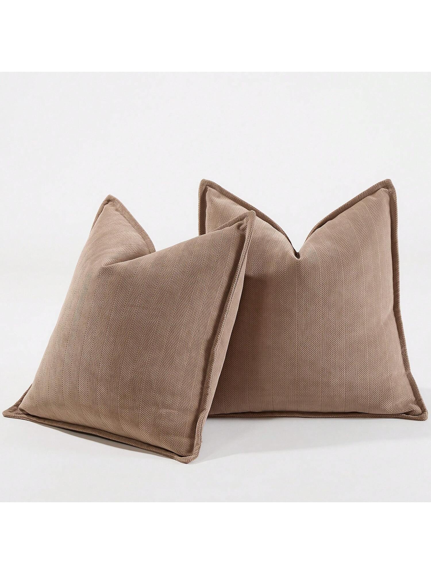 1 pieza Funda de almohada con patrón de espina de pez en color cáqui (sin relleno), moderna funda de cojín decorativa con borde suave de nieve, adecuada para la decoración de sofás, camas, dormitorios, oficinas y hoteles en todas las estaciones del año