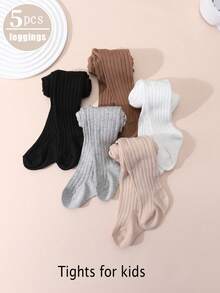 5 أزواج من سراويل الأطفال البنات البسيطة والمتعددة الاستخدامات ذات التصميم المخطط، مناسبة للتنسيق اليومي - متعدد الألوان - مشاهدة 14