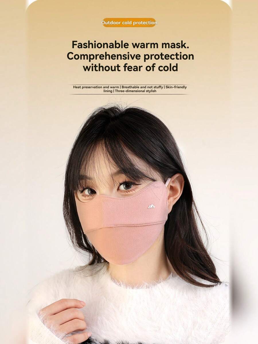 Wiatroszczelna i pyłoszczelna maska 3D Stereo, oddychająca, ciepła maska na twarz o wysokiej estetyce dla kobiet, jesień/zima