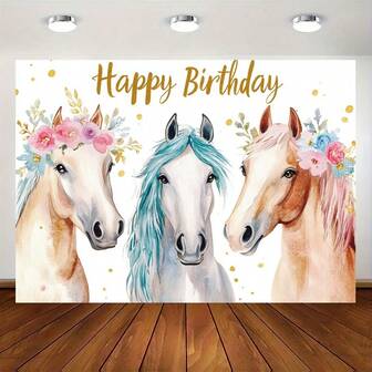 1 件 2D 生日快乐主题背景 - 多用途涤纶背景适合新年、情人节、斋月和其他节日装饰