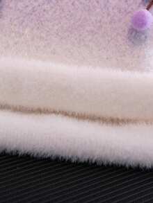 Girls' Cute Ombre Cherry Knit Sweater, Faux Fur Lined, Suitable For Daily, Vacation, Spring, Autumn, Winter