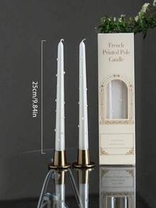 2 件/盒珍珠高脚蜡烛，欧式浪漫烛光晚餐氛围装饰蜡烛，送给家人和朋友的最佳礼物，25 厘米/9.84 英寸，30 厘米/11.81 英寸，两种长度可选 - 白色 - 查看 4