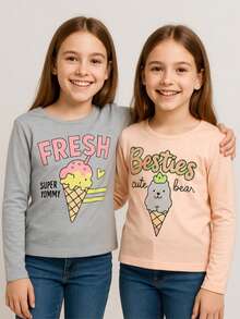 Kit 3 Children's T-Shirts Girls ASSORTED Sleeve - 長篇漫畫 - 查看 3