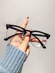 1 Pair Kids Oval Frame Fashion Non-Prescription Glasses, Suitable For Boys And Girls Daily Decoration, Back To School, Holiday, Travel, Halloween Party, Photography Props