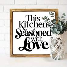 1 件乡村农舍厨房装饰牌 - “这间厨房充满了爱”木质墙饰，8x8 英寸，带有温馨的文字，非常适合家居、客厅、卧室、浴室和节日礼物，乔迁新居礼物之选 | 农舍风格 | 天然木纹饰面，厨房装饰及配件，圣诞装饰，家居圣诞礼物，圣诞装饰 - 彩色 - 查看 3