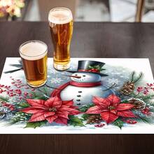 1 buc., Crăciun Fericit, Model Decorativ cu Temă de Flori și Om de Zăpadă, Covor Izolator pentru Mașină de Cafea, Covor Practic pentru Mașina de Spălat, Rafinat și Frumos Acasă, Ușor de Uscat și Șters. - Multicolor - Vizualizare 7