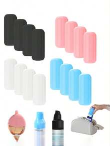 16pcs Travel Container Leak-Proof Covers, 12/10/8/4/1pcs Set Silicone Leak-Proof Bottles For Toiletries, Fits Most Bottle Sizes, Elastic Sleeves, Unisex, Multicolor, Suitable For Travel Organizer, Travel Essentials, School Supplies, Holiday Camping, Mini Perfume (Unisex), Beach Fragrance, Christmas Gift, Halloween Gift - 多色 2 - 查看 3