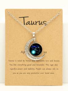 1pc-12pcs Retro Luminous Moon 12 Zodiac Signs Pendant Necklaces, Party Birthday Gifts & Daily Wear