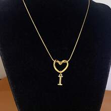 1 Piece Of Fashionable And Simple Stainless Steel Hollowed-Out Heart A-Z,26 English Letter Pendant Titanium Steel Necklace, Female Surname Collarbone Chain, A Niche And Light Luxury Gift For Best Friends, Family And Loved Ones On Festivals! Suitable For Daily Casual Wear Of Necklace Jewelry