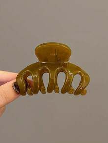 4 piezas/1 pieza 6,8 cm Pinzas de plástico para el cabello de color negro, beige, café, rojo oscuro. Accesorios de cabello elegantes, versátiles y de alta gama de unicolor, adecuados para uso diario, casual, fiesta, viaje, coleta, moño, lavado de cara, maquillaje, combinación de atuendos. Pinzas de belleza para el cabello casual para otoño e invierno. - Multicolor - Ver 10