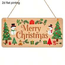 2D Flat, Merry Christmas Wooden Decor Sign - Rustic Style Door Hanger, Holiday Decoration, Winter Porch Hanging Welcome Plaque, Classic Design, No Power Needed, Wall Mount, Suitable For Room, Door And Party, Decorative Hanging Ornament - Multicolor - View 6