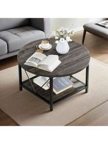 Muebles.Fashionable And Minimalist Round Coffee Table – Lightweight, Practical, Spacious, Easy To Clean, And Easy To Assemble - Grau - View 9