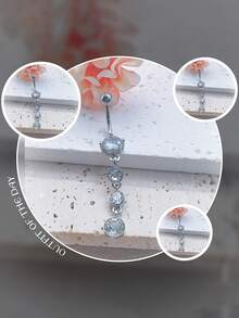 合金梅花肚脐环穿孔饰品，不锈钢锆石镶嵌，蛋白石花流苏吊坠肚脐穿孔，适合女士，日常佩戴，节日，婚礼，万圣节，圣诞节，礼物，派对 - 肚臍環 - 查看 9