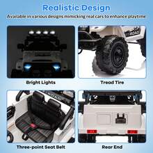 Huisuilinss Kids Ride On Truck,12V Ride On Car,Electric Car With 5MPH Max Speed,Remote Control,Steering Wheel,Accelerator Pedal,Treaded Tires,Music,Ride On Toy For Kids Ages 37-96 Months - 白色 - 查看 4
